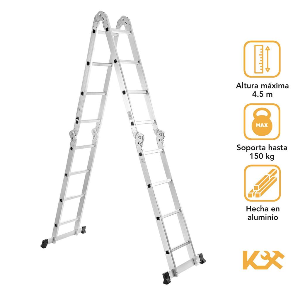 Escalera Multiposiciones De Aluminio 4.5 Metros 16 Peldaños