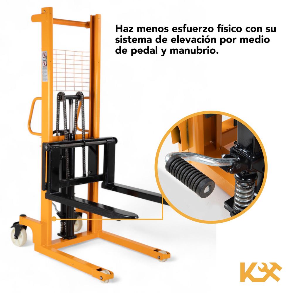 Transpaleta Hidraulica Con Montacargas Cap. 1 Ton Altura 1.6 metros Manual KX-SDCG10 Kingsman