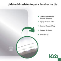 Thumbnail for Espejo Kit Para Baño Con Luz Led Rectangular Sistema Touch