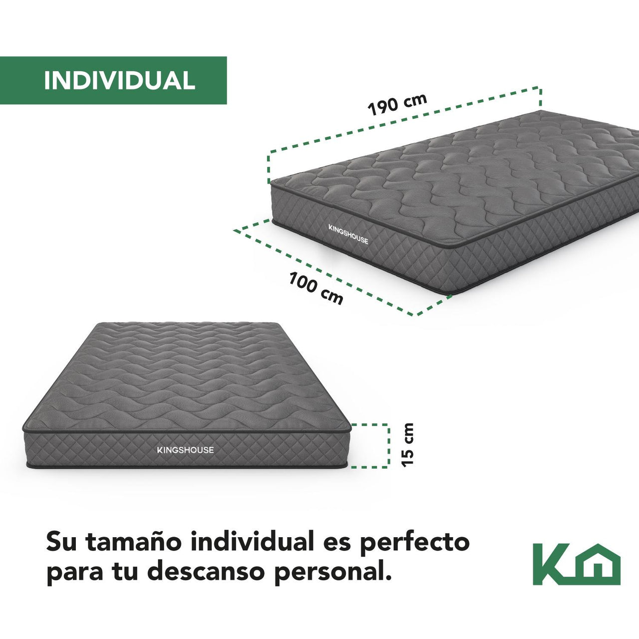 Colchon Individual En Caja 15cm Alto KingsHouse