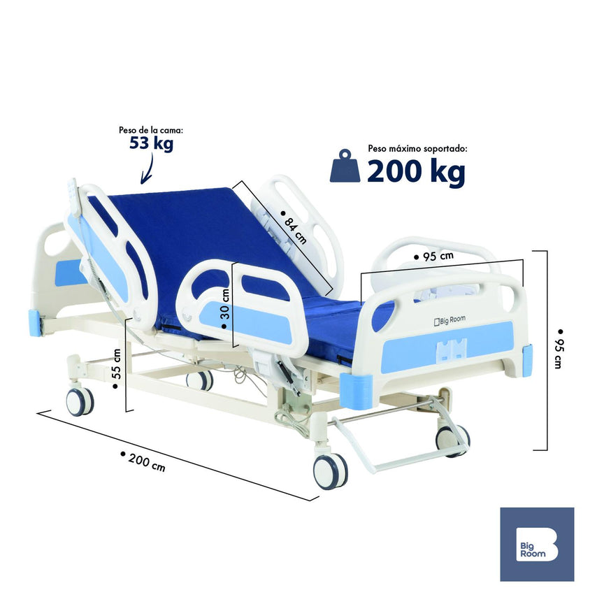 Cama Hospitalaria Eléctrica con Colchón 2 Funciones Lujo