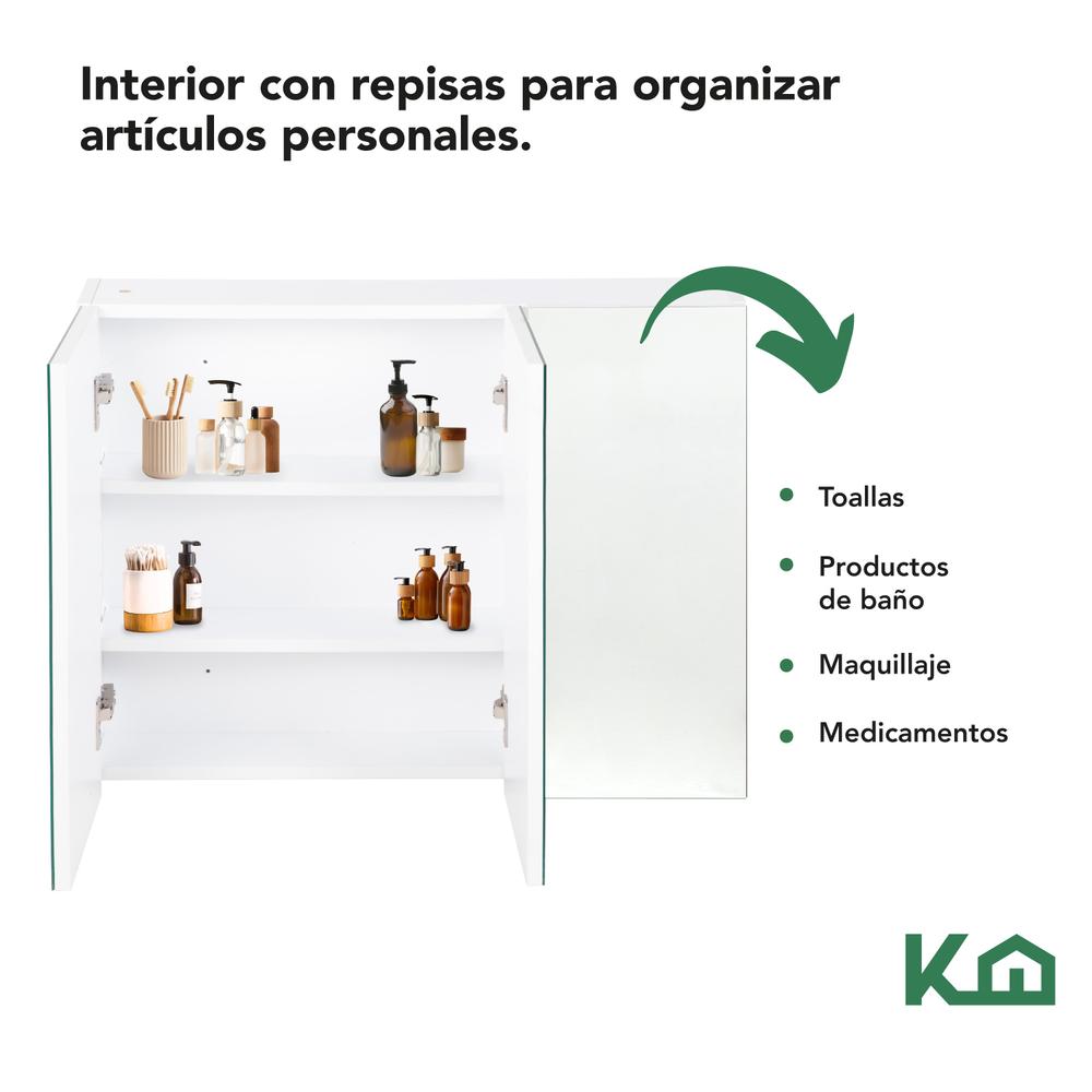 Botiquin Con Espejo Para Baño Organizador 3 Puertas Gabinete