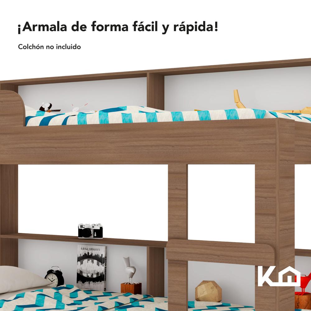 Litera Doble Individual Base Cama Con Estante KingsHouse