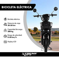 Thumbnail for Bicicleta Eléctrica Moto 350W 0-33km/h Con Canastilla 50 km