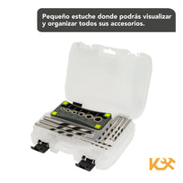 Accesorio Guia para Taladro Plantilla en V de 4-12 mm C/9 Brocas para Madera 3-10 mm Kingsman300225