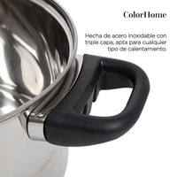 Thumbnail for Bateria De Cocina 7 Pzas Acero Inox Tricapa Negro Colorhome