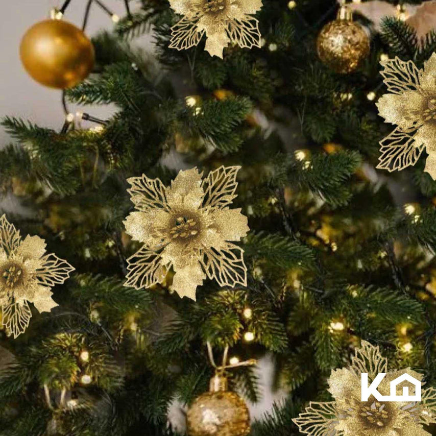 Adorno Navidad 32 piezas Para Arbol Decoración Flores NavideñasCOMBO-KH-XMAS45