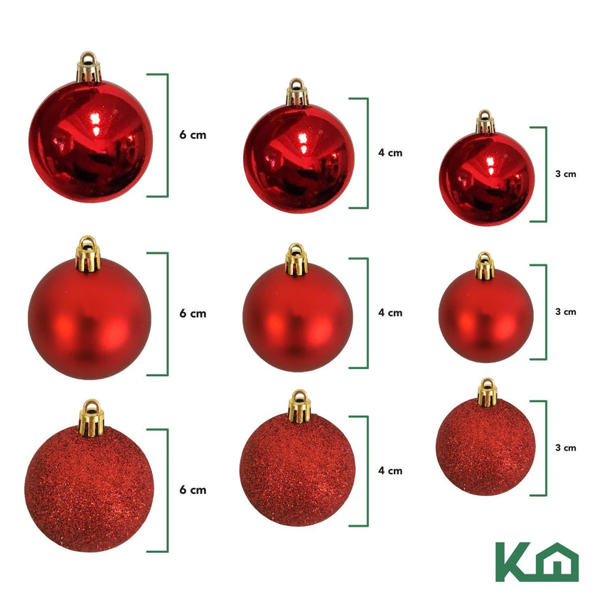 Adornos Navidad 72 Piezas Decoración Esferas 3, 4 y 6 cmCOMBO-KH-XMAS30