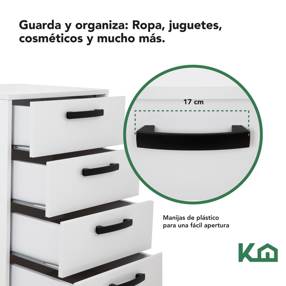 Cajonera Blanca De Madera Cómoda De 4 Cajones Buro Recámara