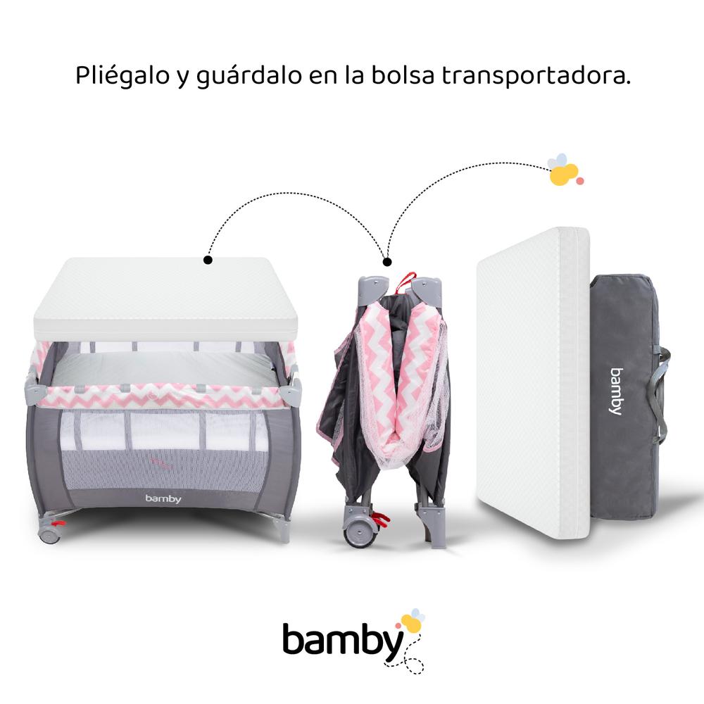 Cuna Para Bebe Plegable Con Cambiador y Colchon Impermeable