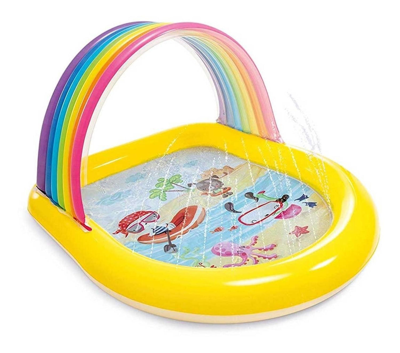 Alberca Inflable Techo Arcoiris Y Chorros Agua Hogar Intex