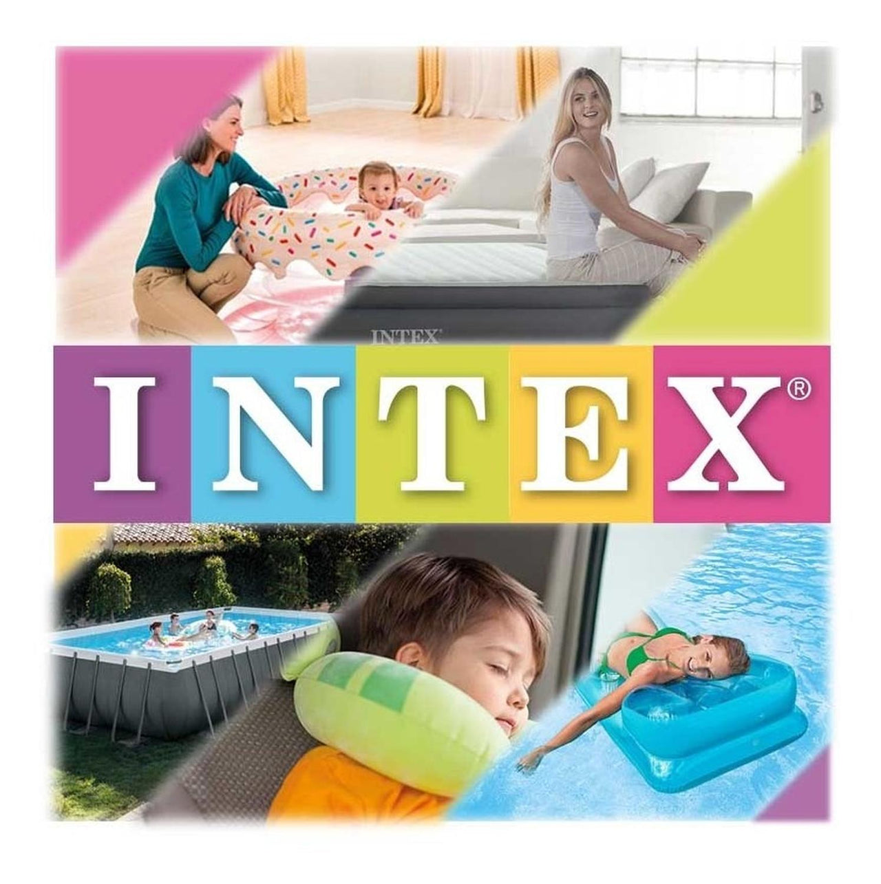 Alberca Inflable Techo Arcoiris Y Chorros Agua Hogar Intex