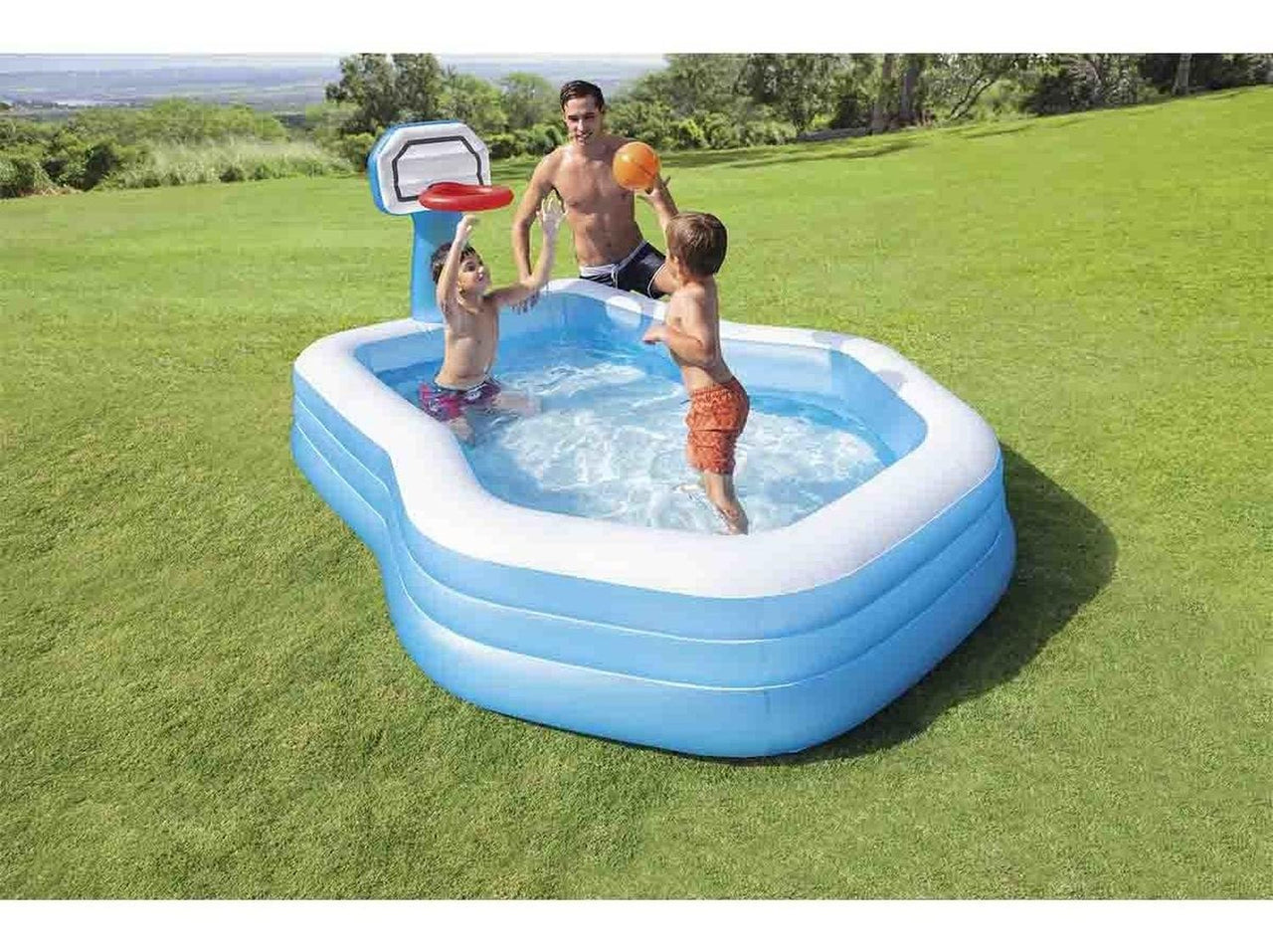 Alberca Piscina Familiar Canasta De Basketball Hogar Intex