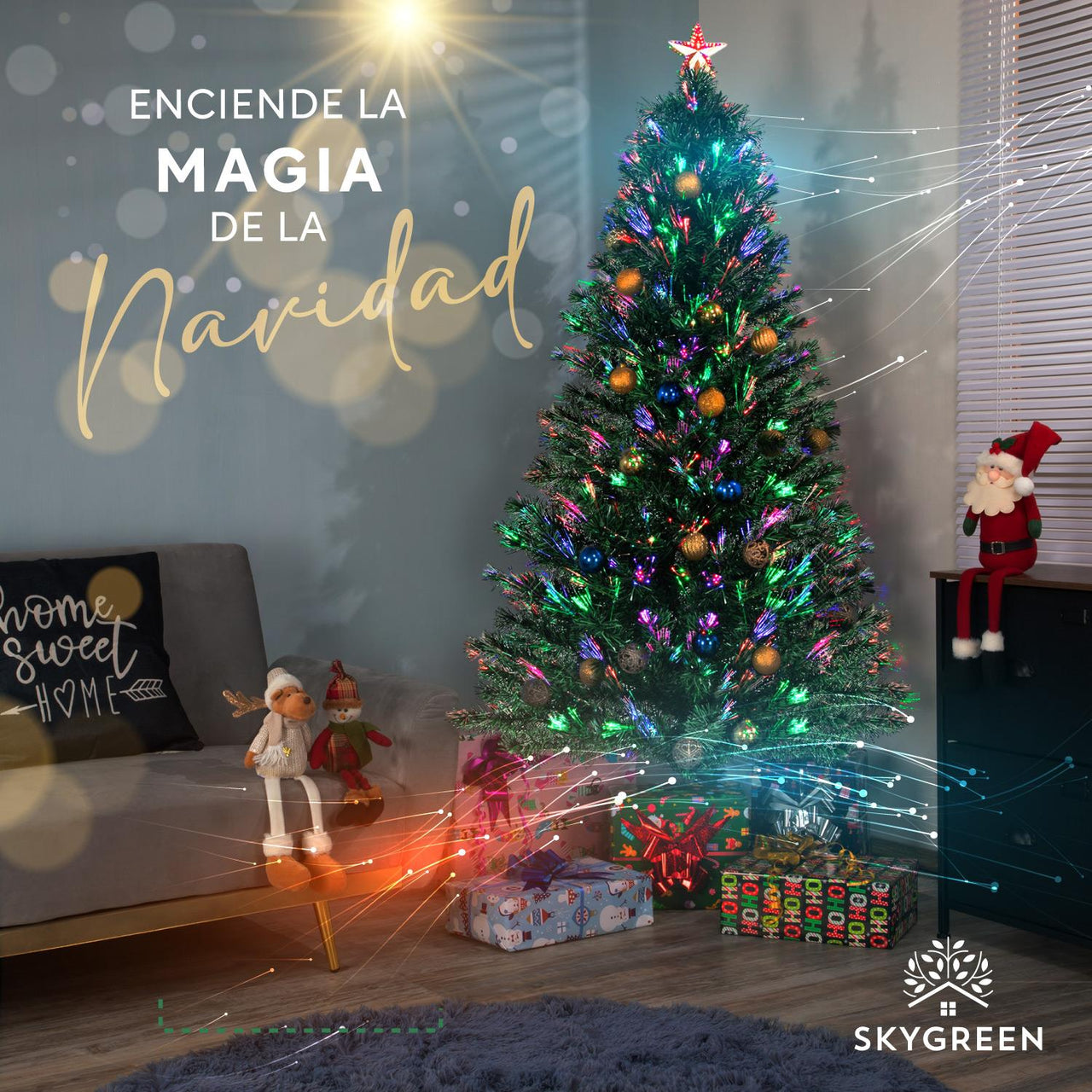 Árbol de Navidad 1.80 Mts LED Luces Integradas Pino Frondoso