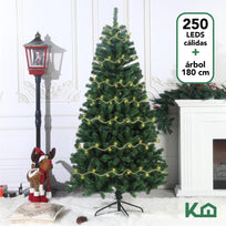 Arbol De Navidad 180cm + Luces Navideñas 250 Led Luz CálidaCOMBO-KH-XMAS31