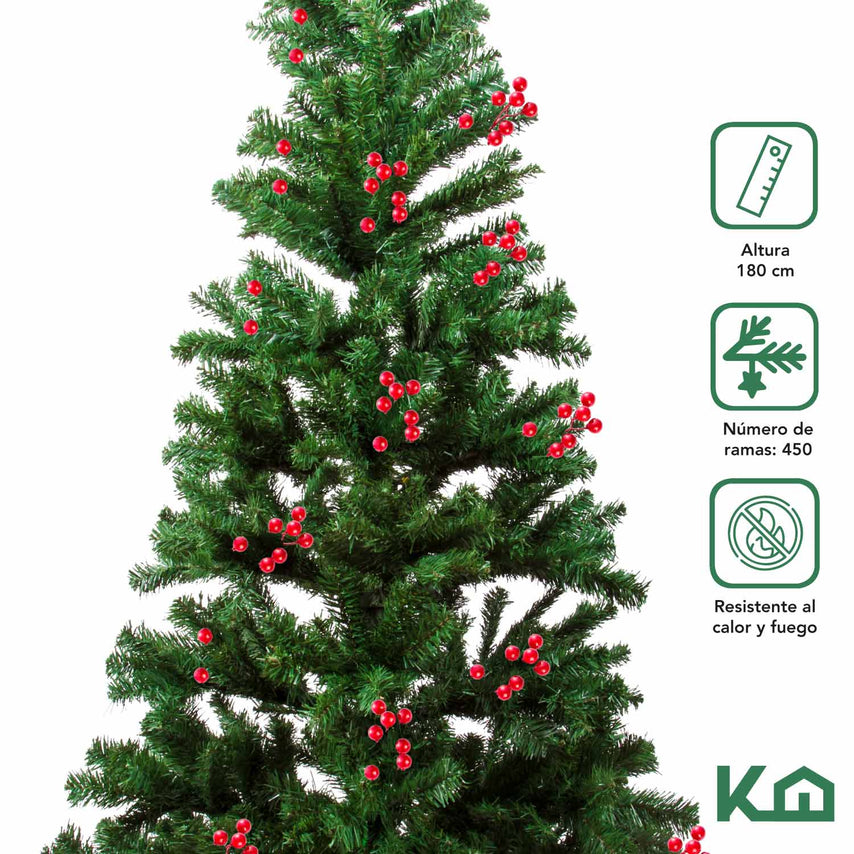 Árbol de Navidad Berries con Soporte de Plástico 180 cm 450 hojas XMASTREE180B KingsHouseCOMBO-KH-XMAS8