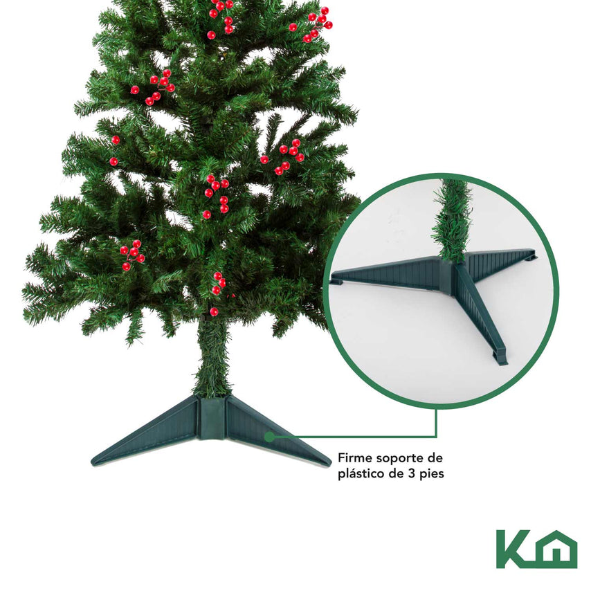 Árbol de Navidad Berries con Soporte de Plástico 180 cm 450 hojas XMASTREE180B KingsHouseCOMBO-KH-XMAS8