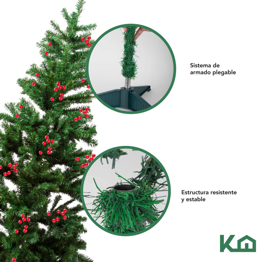 Árbol de Navidad Berries con Soporte de Plástico 180 cm 450 hojas XMASTREE180B KingsHouseCOMBO-KH-XMAS8