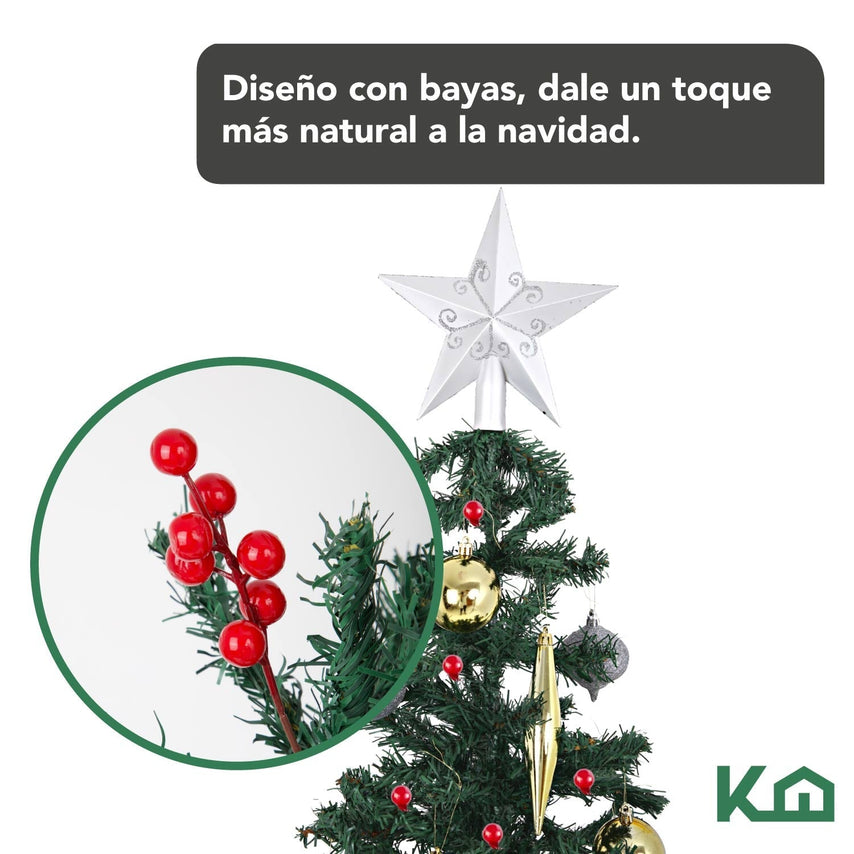 Árbol de Navidad Berries con Soporte de Plástico 180 cm 450 hojas XMASTREE180B KingsHouseCOMBO-KH-XMAS8