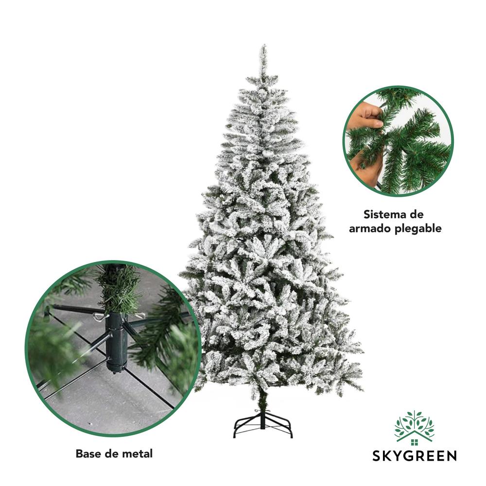 Árbol De Navidad Nevado Artificial 1.80 M Navideño Frondoso