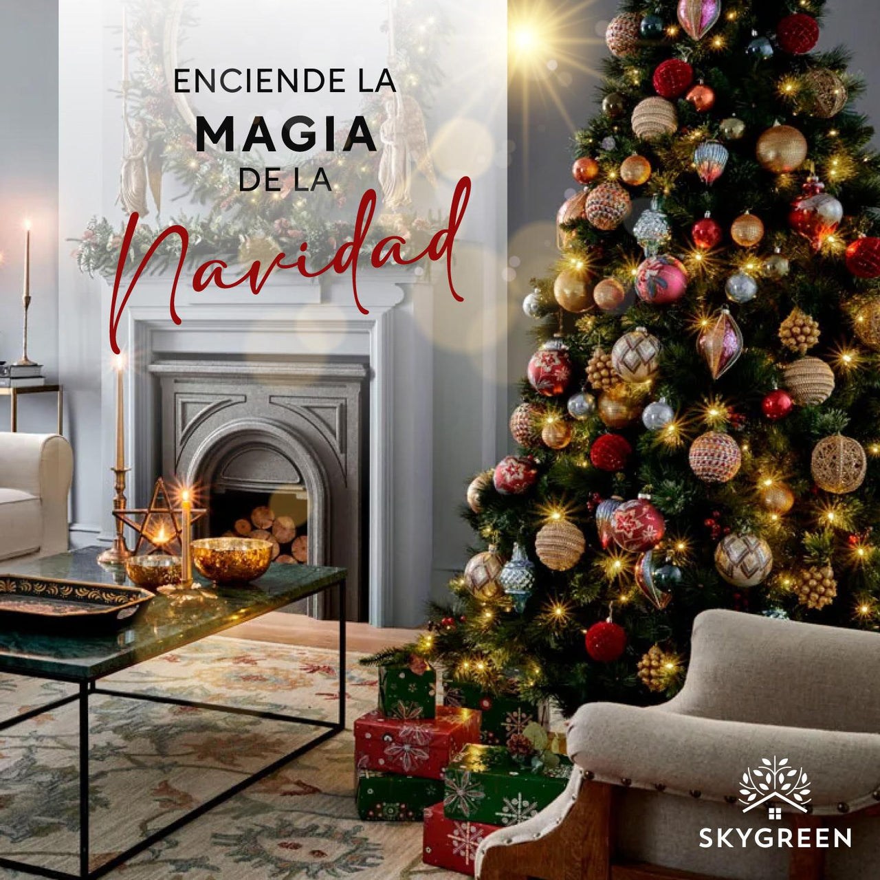 Árbol Navidad 2.10 M Pino Verde Frondoso Decoración Navideña