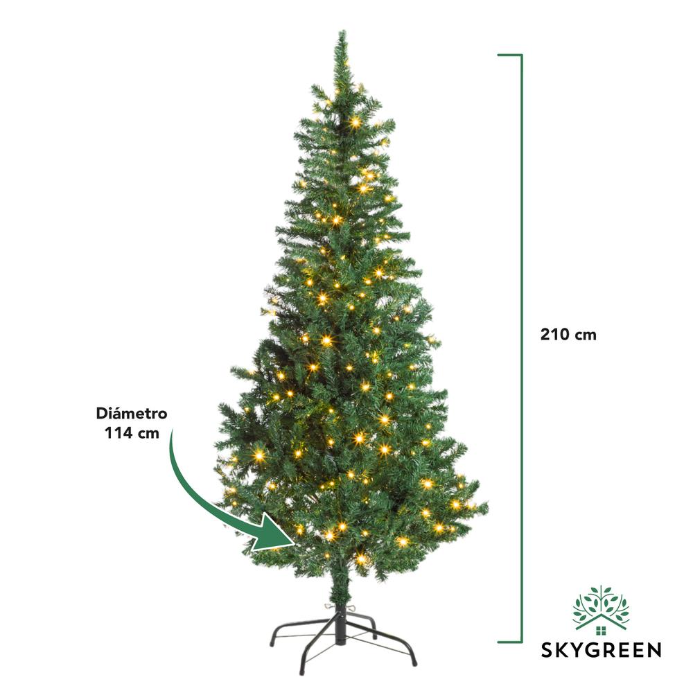 Árbol Navidad Artificial 2.10 M Con Luces LED Pino Frondoso