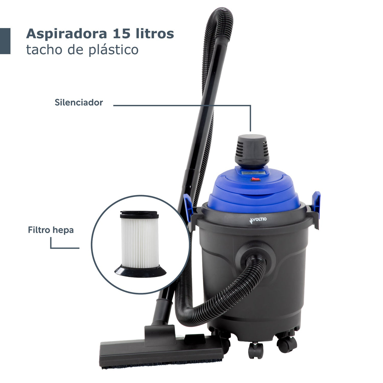 Aspiradora De Tacho 4 Galones Cable 5m Filtro Hepa Accesorios