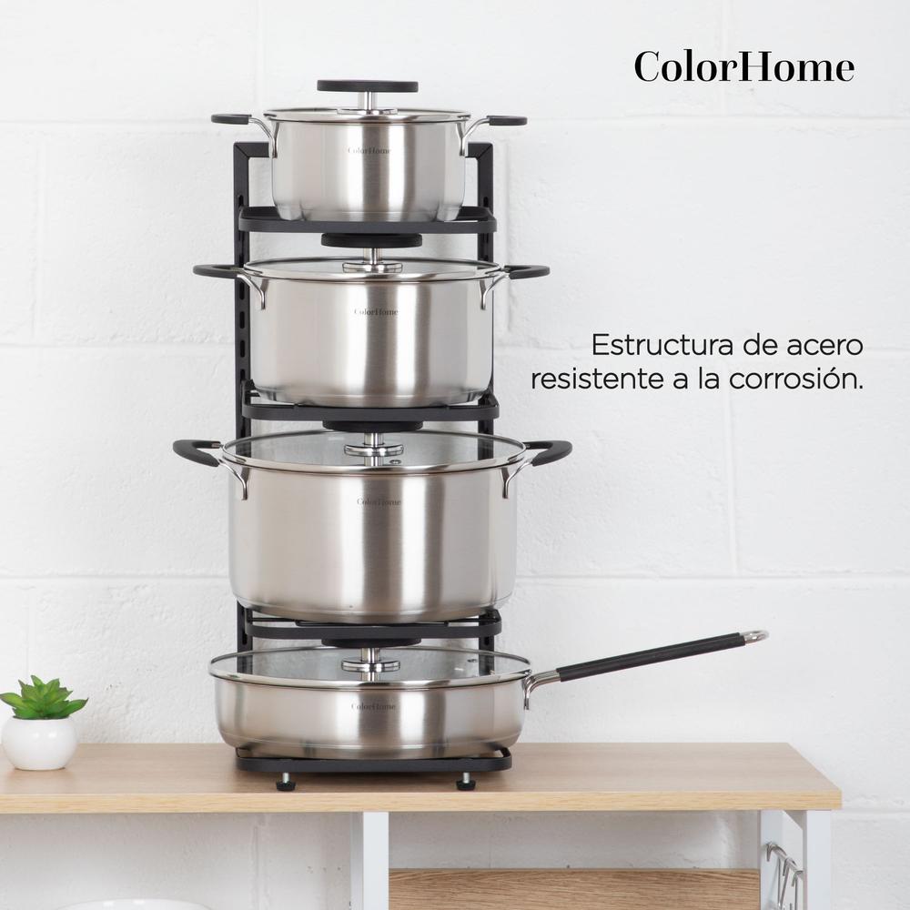 Batería De Cocina Combo Estante Para Ollas y Sartenes 9 Pzas