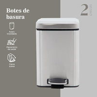 Thumbnail for Botes de Basura 6L Acero Inox Metalico Cocina Oficina 2pzas