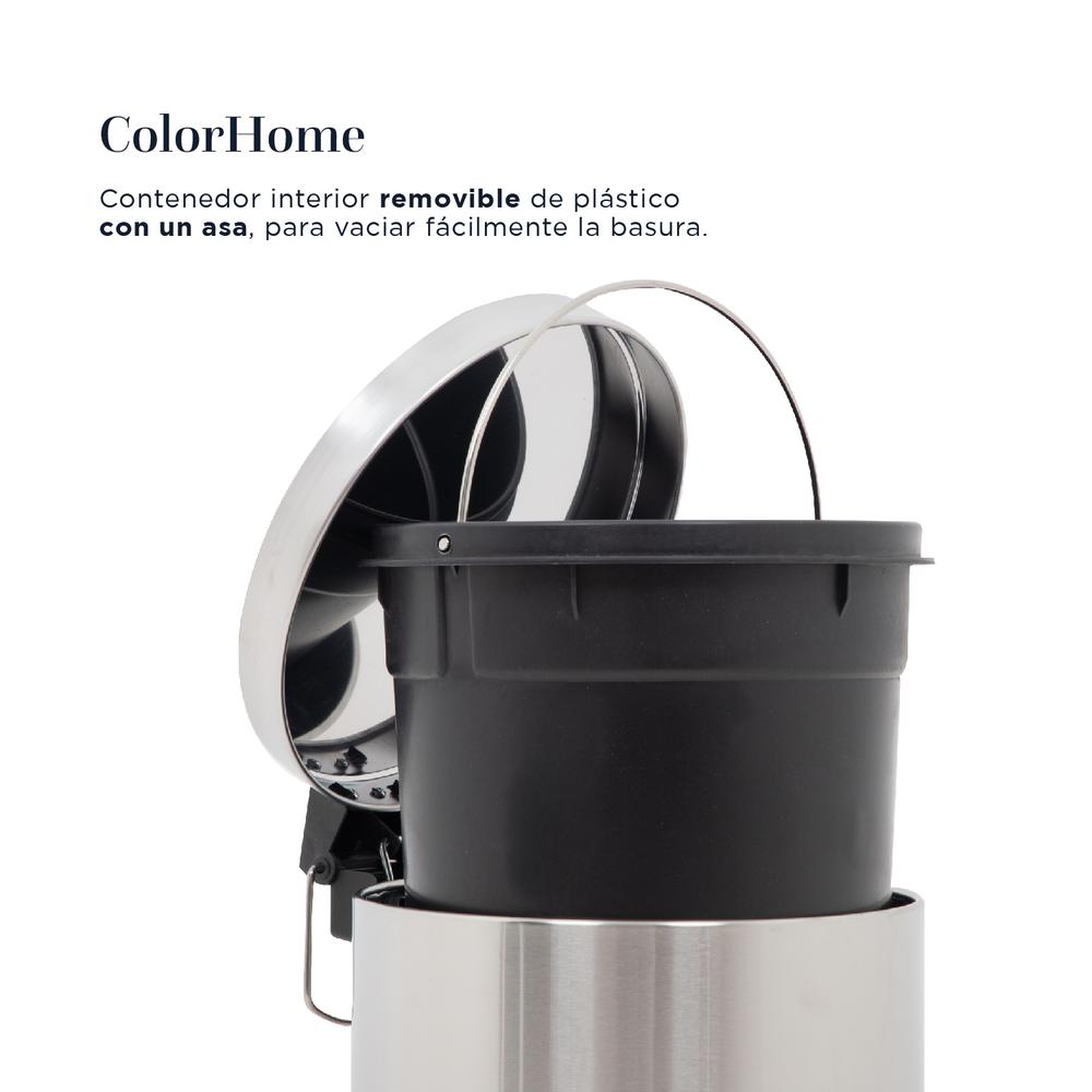 Bote de Basura Metalico Acero Inox Con Pedal Cocina 12L