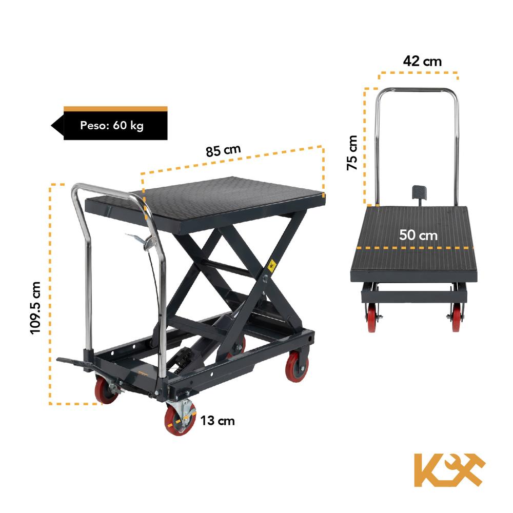 Mesa Elevadora Hidráulica Tijera De 500 kg 80 cm Ajustable