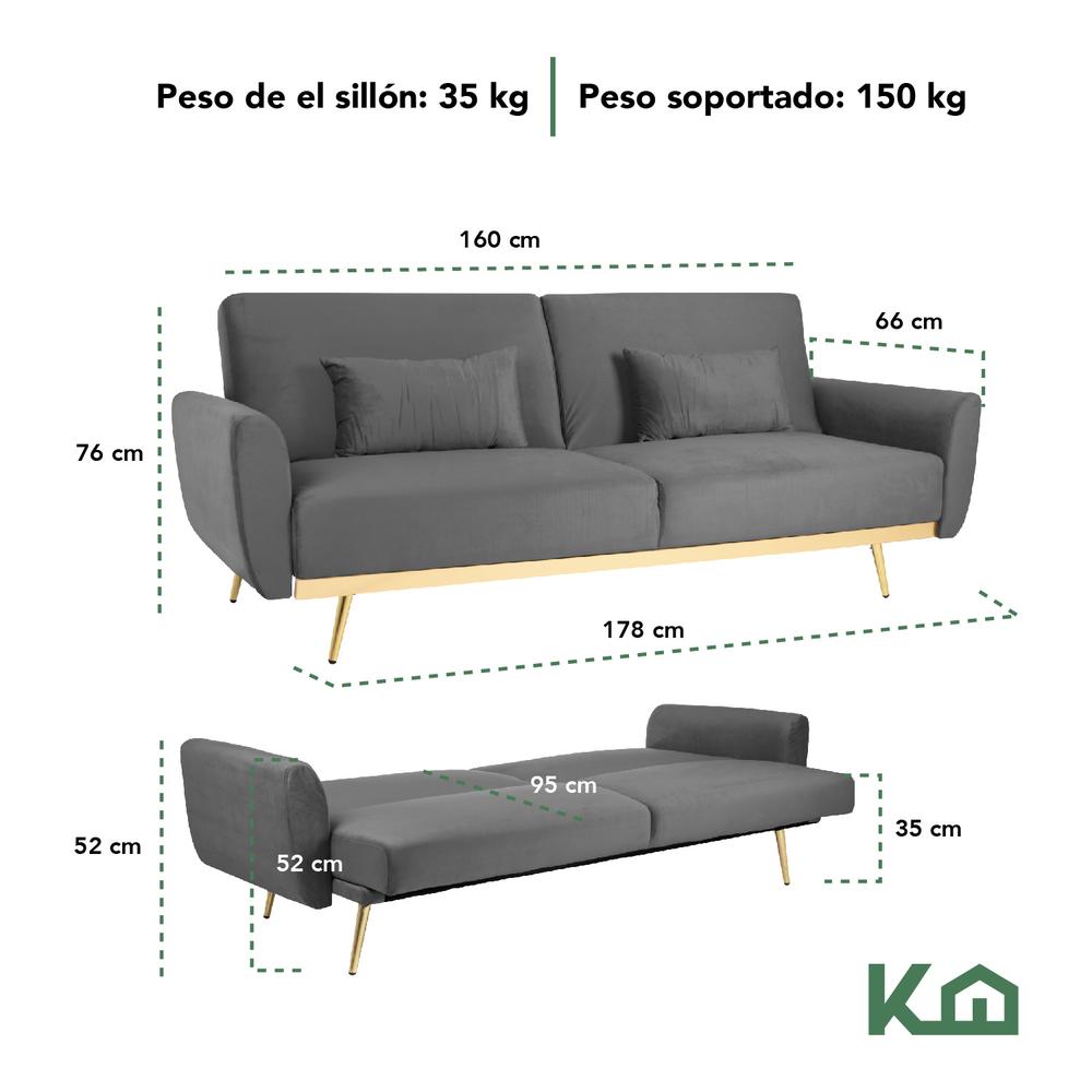 Sofá Cama Silla Sillón Plegable Sala Moderna Velvet + Cojín