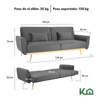 Thumbnail for Sofá Cama Silla Sillón Plegable Sala Moderna Velvet + Cojín