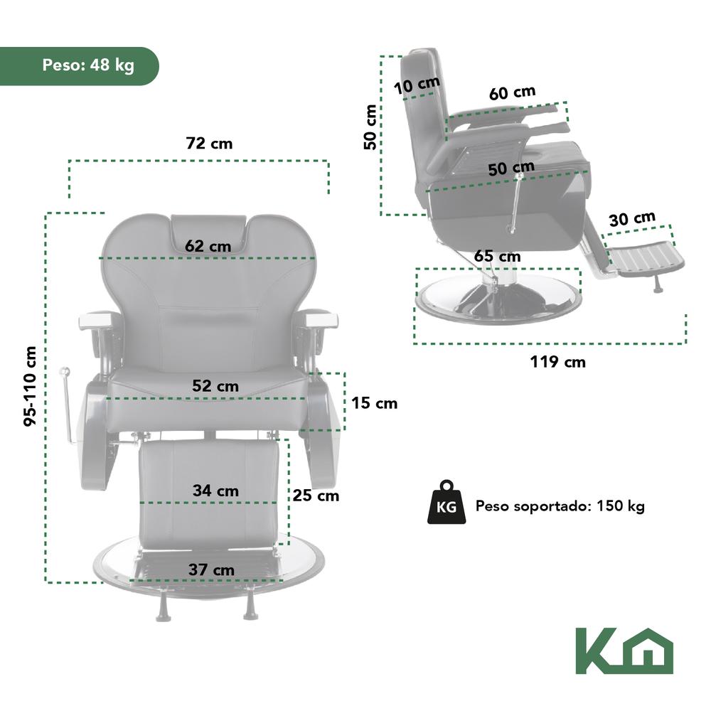 Silla Sillón Barbero Hidráulico Reposapiés Estética Uso Rudo