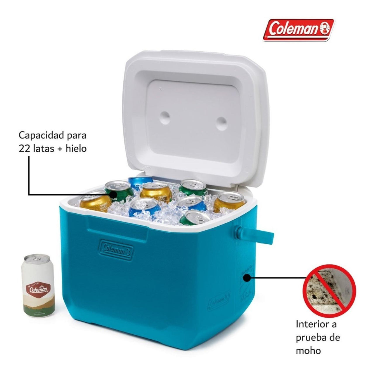 Hielera Coleman Portatil 16qt 15lts Con Asa Para 22 Latas