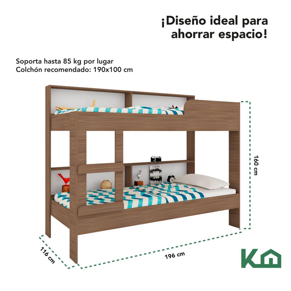 Litera Doble Individual Base Cama Con Estante KingsHouse