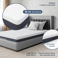 Thumbnail for Colchón Individual Memory Foam + Almohadas Poliéster Set 3Pz