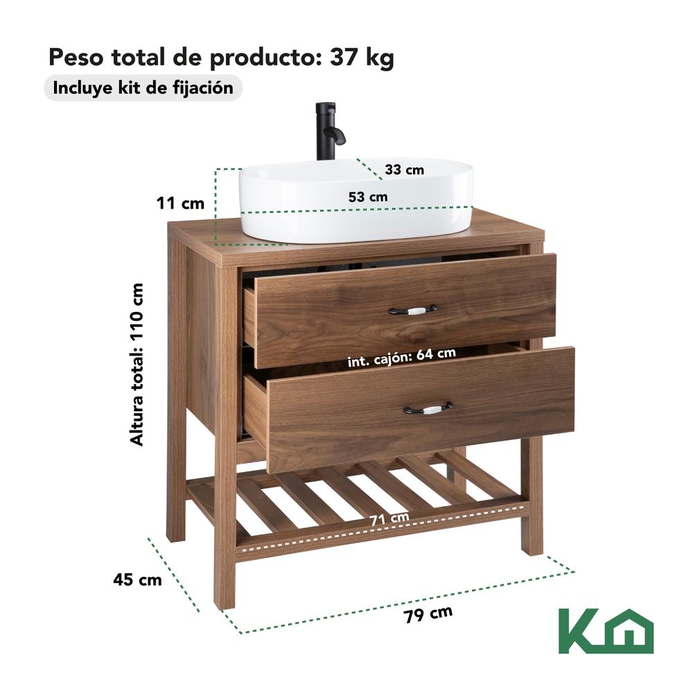 Mueble Gabinete Para Baño Lavamanos Lavabo Cajones y Repisa