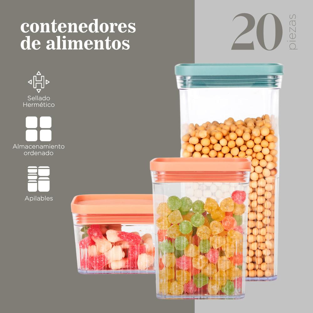 Contenedores Hermeticos Plastico Almacenamiento 20 Piezas