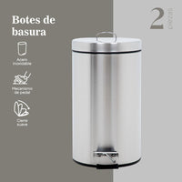 Thumbnail for Botes de Basura 12L Metalico Acero Inox C/Pedal Cocina 2pzas