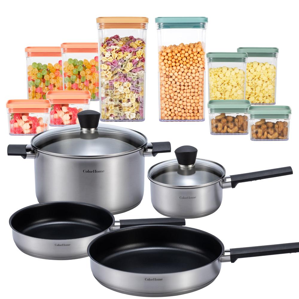 Bateria de Cocina Tricapa Set Contenedores Hermeticos 16pzas