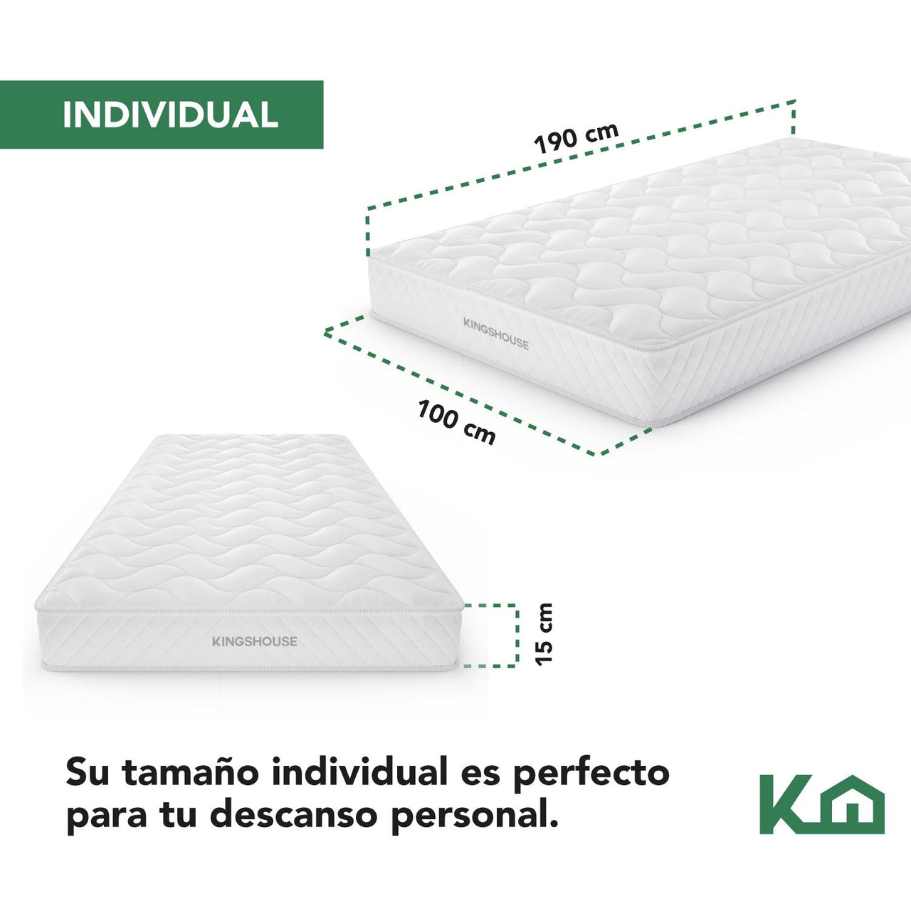 Colchon Individual En Caja 15cm Alto KingsHouse