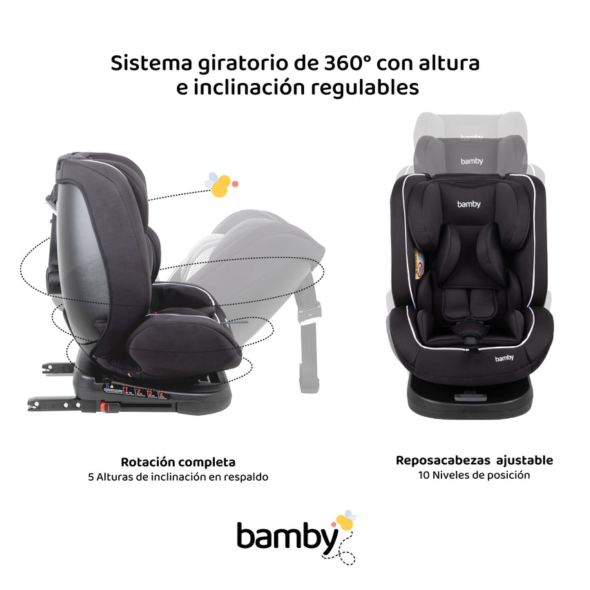 Autoasiento 360 Para Carro Con Sistema Seguridad Coche Bebes