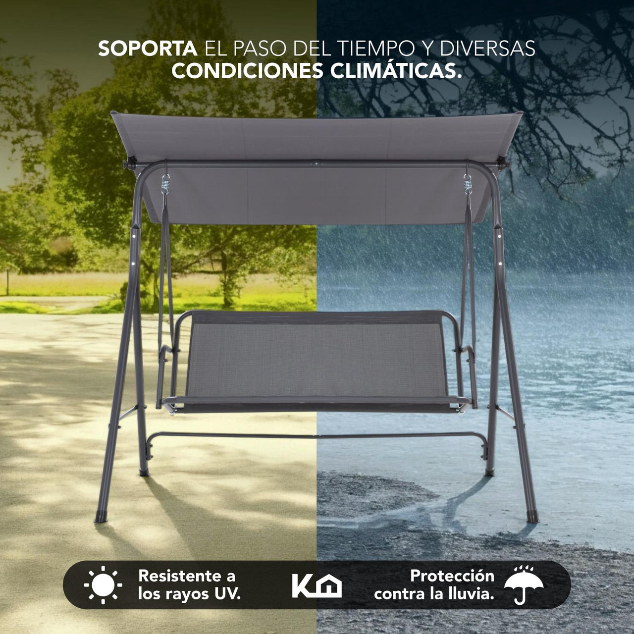 Banca Mecedora Columpio Exterior Summer Toldo Patio Jardín