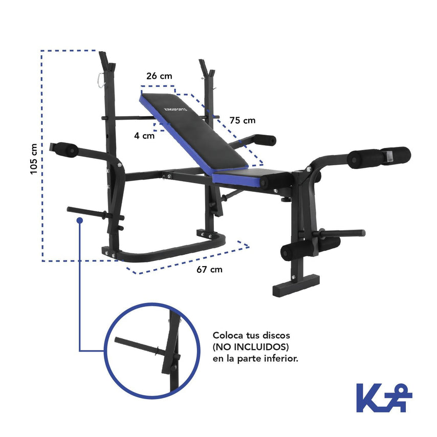 Banco Multiposiciones Para Hacer Ejercicio Pesas Hogar GymKINGPRESSM