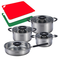 Batería de Cocina Acero Inoxidable + Set de Tablas Para Picar 11 PiezasCOMBO-CH-08