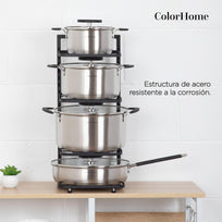 Batería De Cocina Combo Estante Para Ollas y Sartenes 9 PiezasCOMBO-CH-27