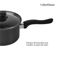 Batería de Cocina Kit Sartenes Acero 16 Piezas AntiadherenteCOLORSTEEL16R