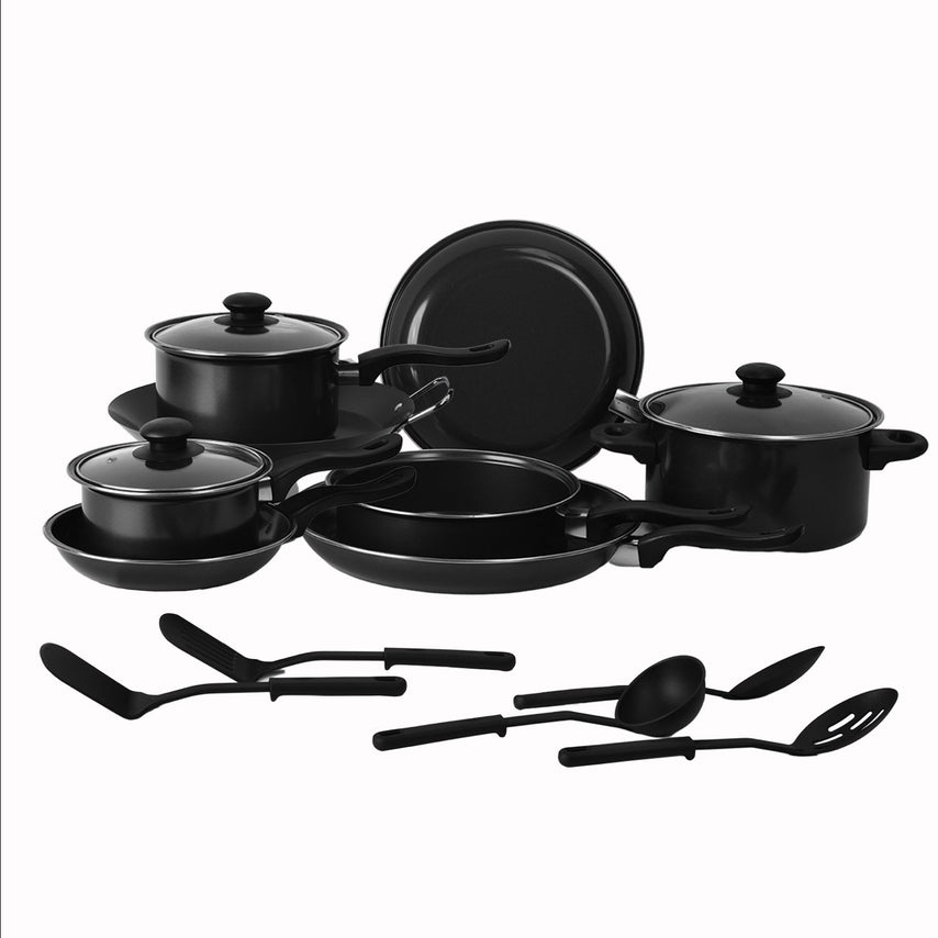 Batería de Cocina Kit Sartenes Acero 16 Piezas AntiadherenteCOLORSTEEL16R