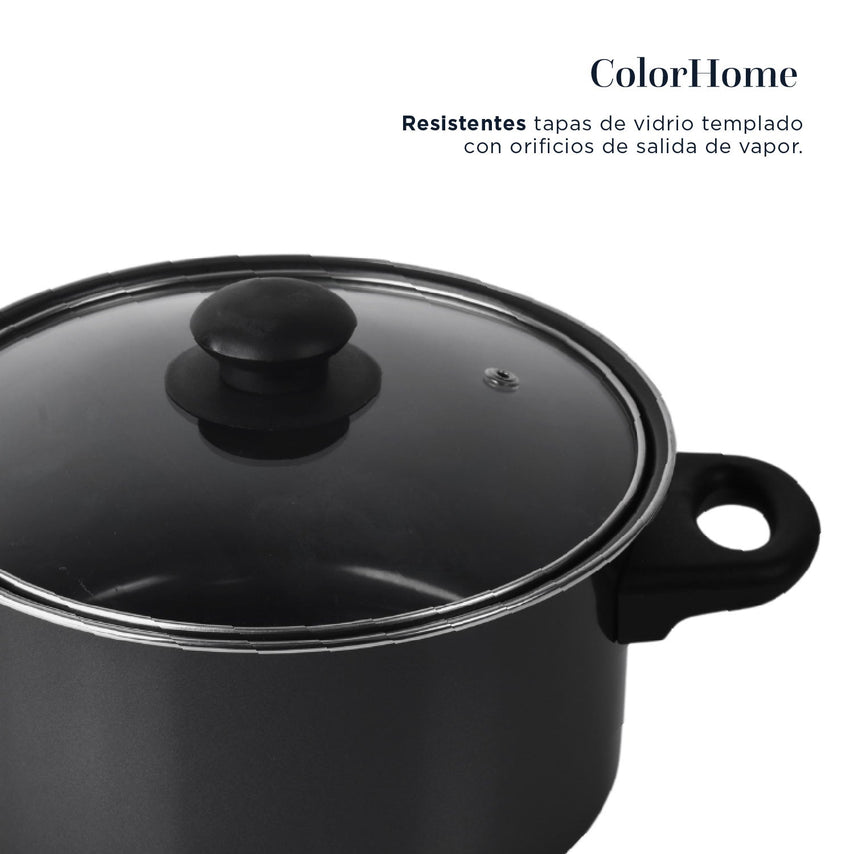 Batería de Cocina Kit Sartenes Acero 16 Piezas AntiadherenteCOLORSTEEL16R